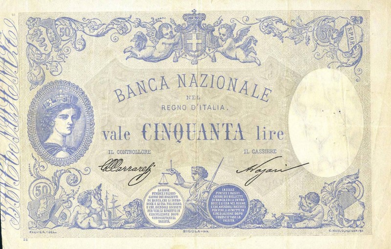 CARTAMONETA - SARDO-PIEMONTESE - Banca Nazionale nel Regno d'Italia - 50 Lire 25...