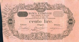 CARTAMONETA - SARDO-PIEMONTESE - Banca Nazionale nel Regno d'Italia - 100 Lire 19/07/1882 Gav. 197 RR Aime/Ceresole/Nazari Due strappetti e forellini ...