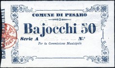 CARTAMONETA - STATO PONTIFICIO - Repubblica Romana Boni Comunali (1849) - 50 Baiocchi Gav. 234 RRR Comune di Pesaro
FDS