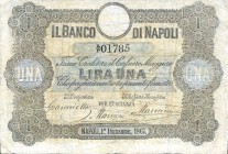 CARTAMONETA - NAPOLI - Fedi di Credito Biglietti - Lira 01/12/1867 Gav. 60 RRR Graniello/Mancini/Mancini
meglio di MB