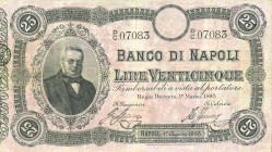 CARTAMONETA - NAPOLI - Biglietti al portatore - 25 Lire 01/08/1883 Gav. 145 RRR G. Ascione/Ferrara - Emesso nel 1886, serie da B/R
bel BB