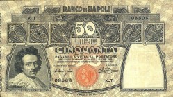 CARTAMONETA - NAPOLI - Biglietti al portatore - 50 Lire 23/02/1911 Gav. 156 Miraglia/Mancini Forellini da spillo
BB+