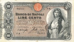 CARTAMONETA - NAPOLI - Biglietti al portatore - 100 Lire 22/10/1903 Gav. 164 RR Miraglia/Brocchetti Restauri
meglio di MB