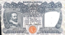 CARTAMONETA - NAPOLI - Biglietti al portatore - 100 Lire 23/02/1911 Gav. 168 Miraglia/Mancini Forellini da spillo
BB-SPL
