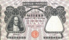 CARTAMONETA - NAPOLI - Biglietti al portatore - 1.000 Lire 14/08/1917 Gav. 206 Miraglia/Mancini
bel BB
