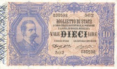 CARTAMONETA - BIGLIETTI DI STATO - Umberto I (1878-1900) - 10 Lire 25/10/1892 - Serie 491-970 Alfa 74; Lireuro 16C RR Dell'Ara/Righetti Pressato
BB