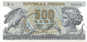 CARTAMONETA - BIGLIETTI DI STATO - Repubblica Italiana (monetazione in lire) (1946-2001) - 500 Lire - Aretusa 23/02/1970 Alfa manca; Lireuro manca RR ...