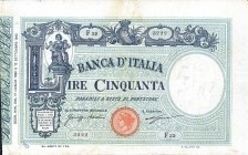 CARTAMONETA - BANCA d'ITALIA - Umberto I (1878-1900) - 50 Lire 17/07/1896 - Decreto con matrice laterale Alfa 110A; Lireuro 2A RRRRR Marchiori/Nazari ...