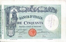 CARTAMONETA - BANCA d'ITALIA - Umberto I (1878-1900) - 50 Lire - Barbetti con matrice 09/12/1899 Alfa 112; Lireuro 2C RRRR Stringher/Accame Scritta e ...