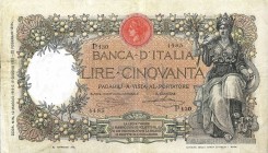 CARTAMONETA - BANCA d'ITALIA - Vittorio Emanuele III (1900-1943) - 50 Lire 12/05/1919 - Buoi Alfa 222; Lireuro 4M RRR Canovai/Sacchi Piccoli restauri...