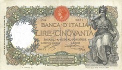 CARTAMONETA - BANCA d'ITALIA - Vittorio Emanuele III (1900-1943) - 50 Lire 28/12/1916 - Buoi Alfa 212; Lireuro 4C RR Stringher/Sacchi Forellini da spi...