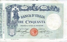 CARTAMONETA - BANCA d'ITALIA - Vittorio Emanuele III (1900-1943) - 50 Lire - Barbetti con matrice 02/01/1912 Alfa 123; Lireuro 3/10 R Stringher/Sacchi...