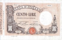 CARTAMONETA - BANCA d'ITALIA - Vittorio Emanuele III (1900-1943) - 100 Lire - Barbetti con matrice 24/08/1914 Alfa 289; Lireuro 15/17 Stringher/Sacchi...