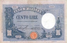CARTAMONETA - BANCA d'ITALIA - Vittorio Emanuele III (1900-1943) - 100 Lire - Barbetti 02/02/1926 - Tipo Azzurrino Alfa 335; Lireuro 16A RRR Stringher...