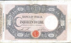 CARTAMONETA - BANCA d'ITALIA - Vittorio Emanuele III (1900-1943) - 500 Lire - Barbetti con matrice 06/12/1918 Alfa 448; Lireuro 27N RRRR Stringher/Sac...