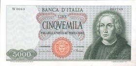 CARTAMONETA - BANCA d'ITALIA - Repubblica Italiana (monetazione in lire) (1946-2001) - 5.000 Lire - Colombo 1° tipo 04/01/1968 Alfa 797sp; Lireuro 66B...
