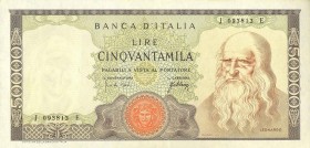 CARTAMONETA - BANCA d'ITALIA - Repubblica Italiana (monetazione in lire) (1946-2001) - 50.000 Lire - Leonardo 03/07/1967 Alfa 890; Lireuro 78A RR Carl...