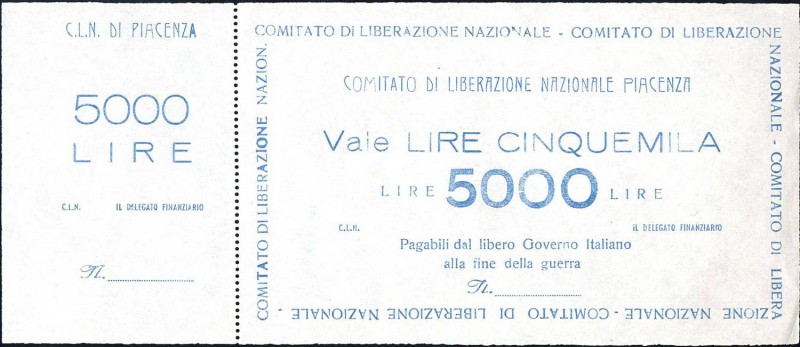 CARTAMONETA - BUONI PARTIGIANI - Emilia Romagna - 5.000 Lire 1944 Gav. 141 RRRR ...