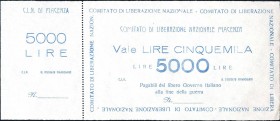 CARTAMONETA - BUONI PARTIGIANI - Emilia Romagna - 5.000 Lire 1944 Gav. 141 RRRR CLN Piacenza - Non emesso
qFDS