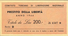 CARTAMONETA - BUONI PARTIGIANI - Toscana - 200 Lire 1944 - I° Serie Gav. 155 RRRR
FDS