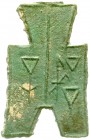 China
Chou-Dynastie 1122-255 v. Chr
Bronze-Spatengeld mit flachem Griff ca. 350/250 v.Chr. Chang Zi.
sehr schön