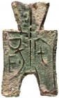 China
Chou-Dynastie 1122-255 v. Chr
Bronze-Spatengeld mit flachem Griff ca. 350/250 v.Chr. Zhai Yang (Staat Han).
fast sehr schön