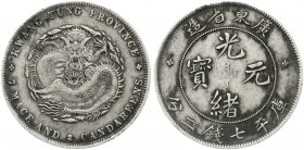 China
Qing-Dynastie. De Zong, 1875-1908
Dollar (Yuan) 1891 Provinz Kwang-Tung.
sehr schön, etwas Belag