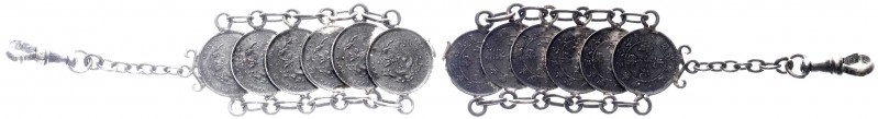 China
Qing-Dynastie. De Zong, 1875-1908
Uhrenkette aus 6 X 5 Cents o.J. (1891)...