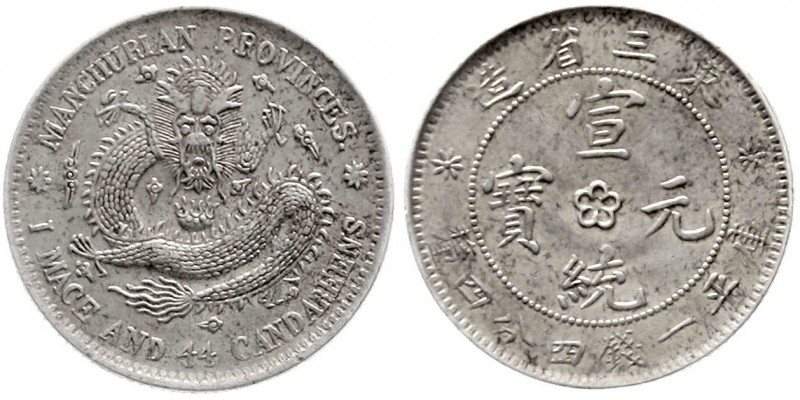 China
Qing-Dynastie. Pu Yi (Xuan Tong), 1908-1911
20 Cents (1 Mace and 4.4 Can...