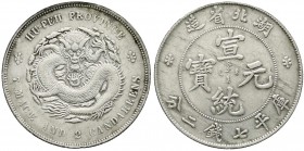 China
Qing-Dynastie. Pu Yi (Xuan Tong), 1908-1911
Dollar (Yuan) o.J. (1909) Provinz Hu-Peh. sehr schön/vorzüglich