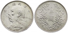 China
Republik, 1912-1949
Dollar (Yuan) Jahr 3 = 1914. Präsident Yuan Shih-kai.
gutes sehr schön