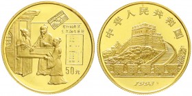 China
Volksrepublik, seit 1949
50 Yuan GOLD 1993. Erfindungen und Entdeckungen des Altertums. Zahlendarstellung im Positionssystem mit Leerstelle fü...