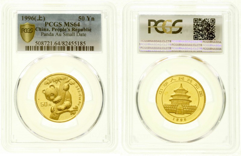 China
Volksrepublik, seit 1949
50 Yuan Panda GOLD 1996. Junger Panda, von eine...