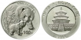 China
Volksrepublik, seit 1949
100 Yuan PALLADIUM (1/2 Unze) 2004 Pandamutter bei der Liebkosung ihres Nachwuchses. Auflage nur 8000 Ex.
Polierte P...