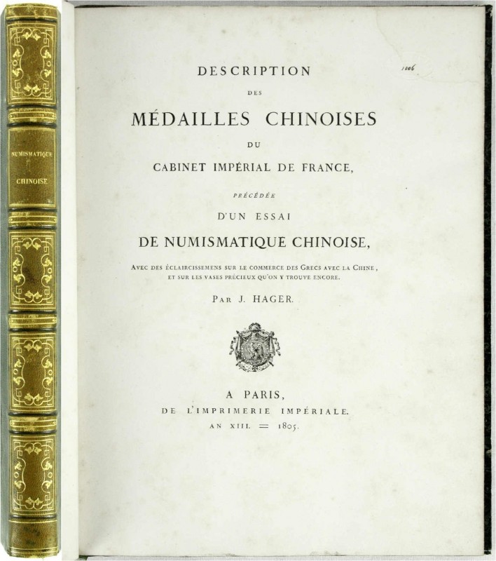 China
Numismatische Literatur
HAGER, JOSEPH. Description des médailles chinois...