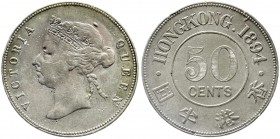Hongkong
Victoria, 1860-1901
50 Cents 1894. sehr schön, kl. Randfehler