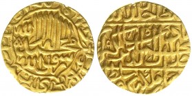 Indien
Moghulreich. Akbar, 1556-1605 (AH 963-1014)
Mohur GOLD AH 974 = 1567 Agra. 10,85 g.
sehr schön