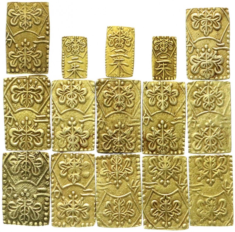 Japan
Lots
15 GOLD-Münzen: 12 X 2 Bu, 3 X 2 Shu, 19. Jh. Zusammen 39,10 g.
se...