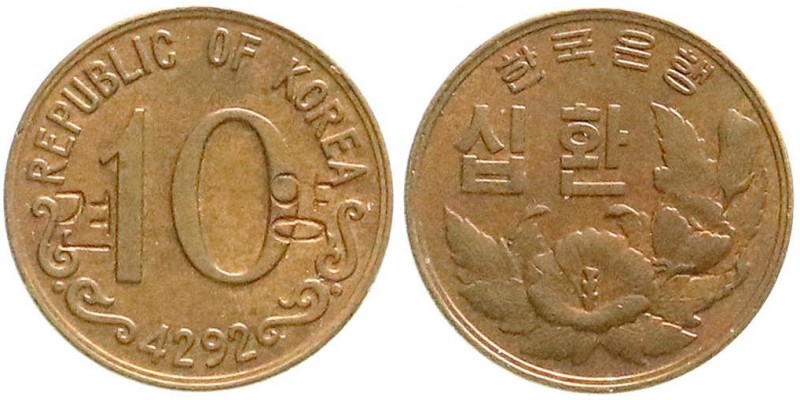 Korea Süd
Republik Korea/ Daeham Minguk, seit 1948
10 Hwan KE 4292 (1959) mit ...