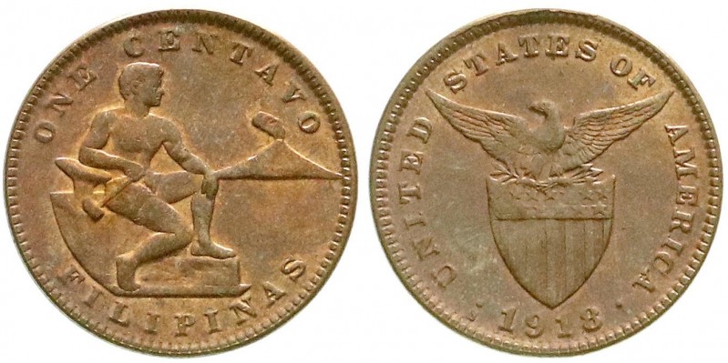 Philippinen
Amerikanisch, 1898-1935
Centavo 1918 S, San Francisco. Stempelglan...