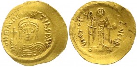 Kaiserreich
Mauricius Tiberius, 582-602
Solidus zu 22 Siliquae 582/602, Constantinopel, 1. Offizin. 4,09 g.
sehr schön, Kratzer, gewellt, selten
E...