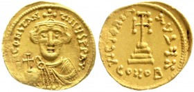 Kaiserreich
Constans II., 641-668
Solidus 644/645 n.Chr. Constantinopel, 2. Offizin. Büste v.v. ohne Bart/ Stufenkreuz. 4,44 g.
fast vorzüglich