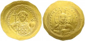 Kaiserreich
Constantin IX. Monomachus, 1042-1055
Histamenon 1042/1055 Constantinopel. Brb. v.v. mit Langkreuz und Kreuzglobus/Christusbüste v.v. 4,4...