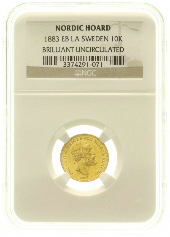 Schweden
Oscar II., 1872-1907
10 Kronor 1883 EB LA. 4,48 g. 900/1000. Im NGC-B...