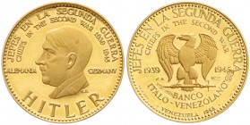 Deutsches Reich
Drittes Reich 1933-1945
Goldmedaille (NI - Numismatica Italiana) 1958 Banco Italo-Venezolano "Jeffes la Segunda Guerra" Hitler, 6,00...