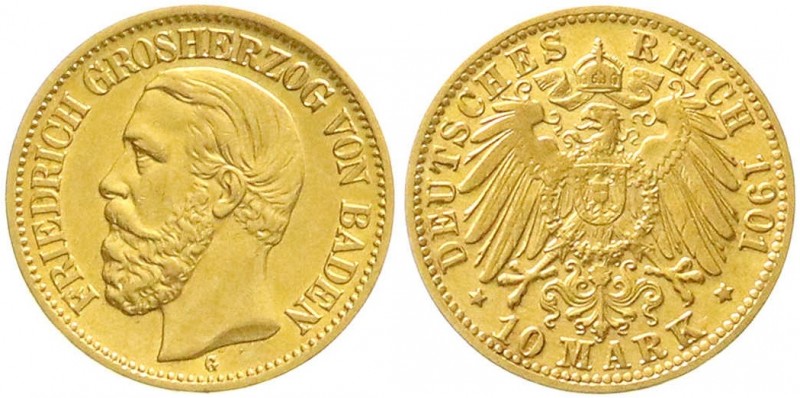 Baden
Friedrich I., 1856-1907
10 Mark 1901 G. vorzüglich