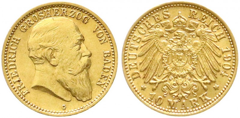 Baden
Friedrich I., 1856-1907
10 Mark 1904 G. vorzüglich/Stempelglanz