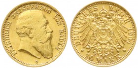 Baden
Friedrich I., 1856-1907
10 Mark 1904 G. vorzüglich/Stempelglanz