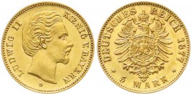 Bayern
Ludwig II., 1864-1886
5 Mark 1877 D. vorzüglich/Stempelglanz