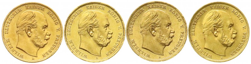 Preußen
Wilhelm I., 1861-1888
4 X 10 Mark 1872 A. alle fast Stempelglanz